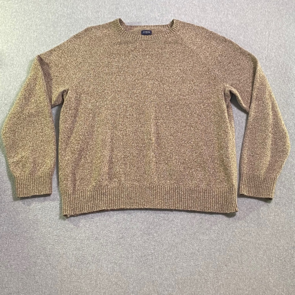 J.Crew Sweater Mens XXL Tan Lambswool Blend Raglan Crewneck Re-Imagined EUC
